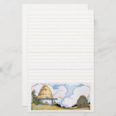 Happy Honeybee Hive Stationery Lined Briefpapier (Voorkant / Achterkant)