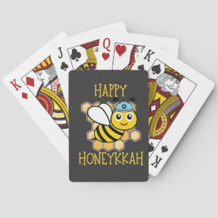 Happy Honeykkah Honey Bee Hanukkah Joods Pokerkaarten