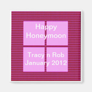 Happy Honeymoon - Roze Square Memory Bank Magneet