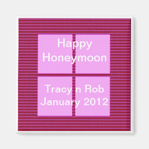 Happy Honeymoon - Roze Vierkante Memory Bank Magneet