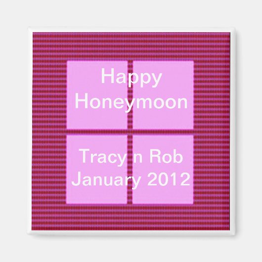 Happy Honeymoon - Roze Vierkante Memory Bank Magneet (Voorkant)