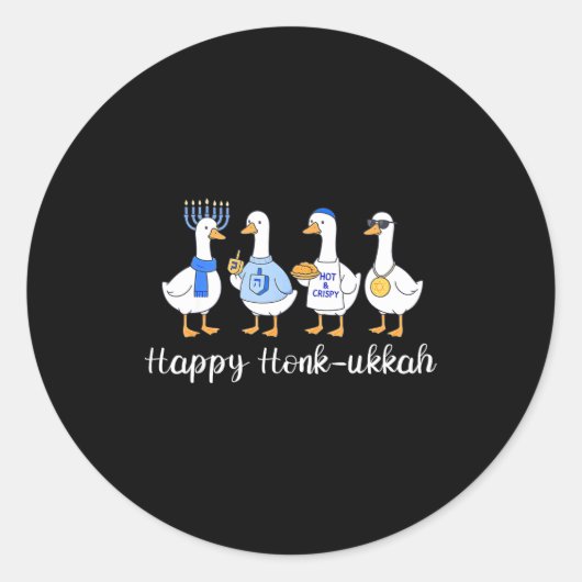 Happy Honkukkah Hanukkah Funny Chanukah Jewish Fes Ronde Sticker (Voorkant)