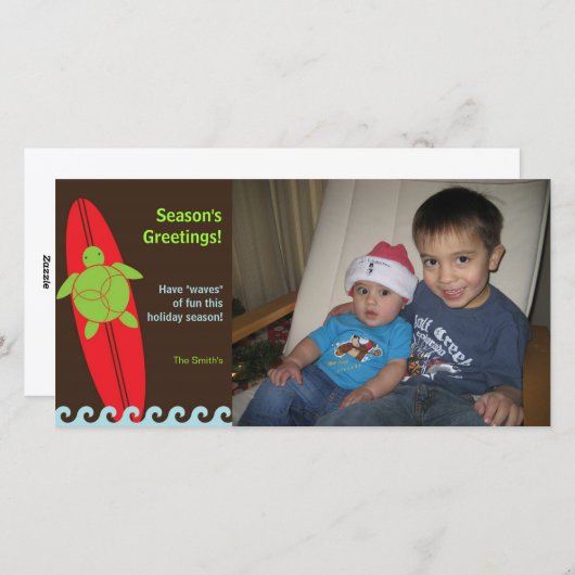 Happy Honu Surfen Kerstkaart (Voorkant / Achterkant)