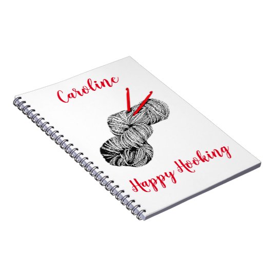 Happy Hooking, gepersonaliseerde haakjes Notitieboek (Rechterzijde)
