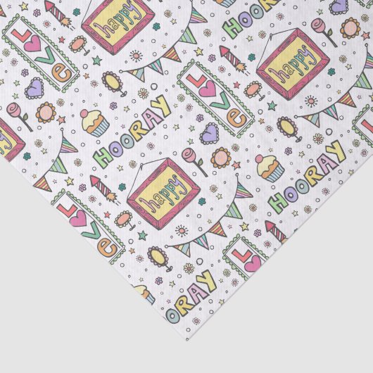 Happy Hooray Party Original Birthday Pattern Gift Tissuepapier (Detail)