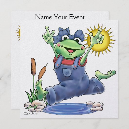 Happy Hoppin' Frog uitnodiging door SRF (Voorkant / Achterkant)