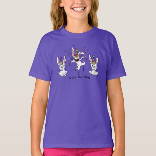 Happy Hoppy Birthday Bunny Kind's T-shirt (Voorkant)