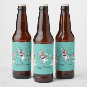Happy Hoppy Birthday Bunny Rabbits Beer Labels Bier Etiket