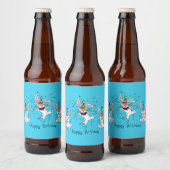 Happy Hoppy Birthday Bunny Rabbits Bier Labels Bier Etiket (Flessen)