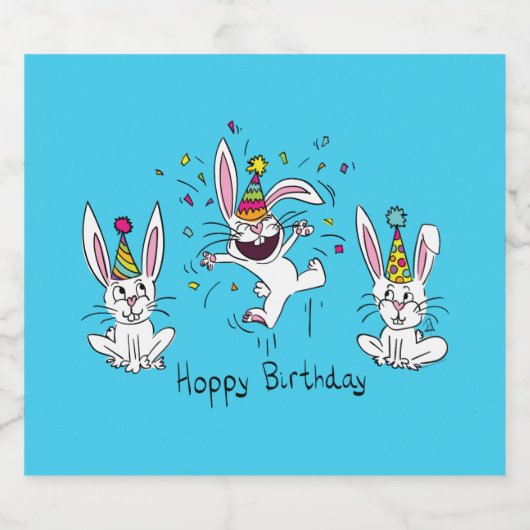 Happy Hoppy Birthday Bunny Rabbits Bier Labels Bier Etiket (Enkel label)