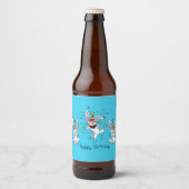Happy Hoppy Birthday Bunny Rabbits Bier Labels Bier Etiket (Voorkant)