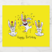 Happy Hoppy Birthday Bunny Rabbits Bier Labels Bier Etiket (Enkel label)