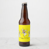 Happy Hoppy Birthday Bunny Rabbits Bier Labels Bier Etiket (Voorkant)