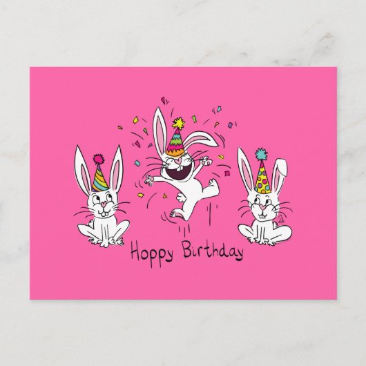Happy Hoppy Birthday Bunny Rabbits Briefkaart (Voorkant)