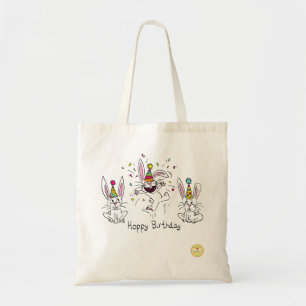 Happy Hoppy Birthday Bunny Rabbits Canvas tas