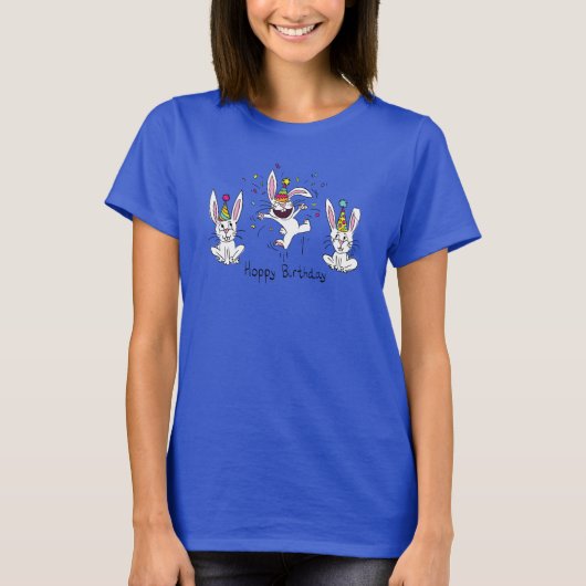 Happy Hoppy Birthday Bunny Rabbits T-shirt voor da (Voorkant)