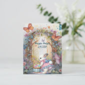 Happy Hoppy Easter Rabbit Eggs Briefkaart (Staand voorkant)