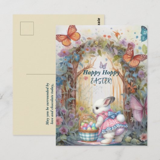 Happy Hoppy Easter Rabbit Eggs Briefkaart (Voorkant / Achterkant)