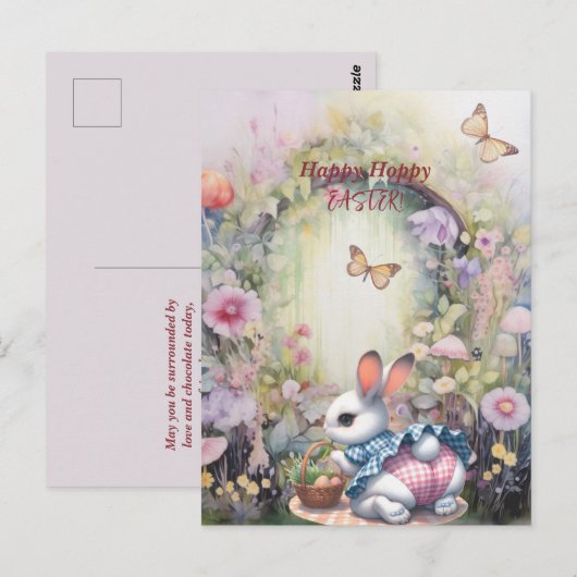 Happy Hoppy Easter Rabbit Eggs Briefkaart (Voorkant / Achterkant)