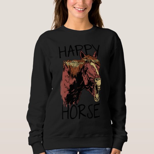 Happy Horse Graphic Horse Lover Equestrian Rider H Trui (Voorkant)