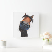 Happy Horse 'Happy Dave' van Shirley MacArthur Vierkante Klok (Huis)