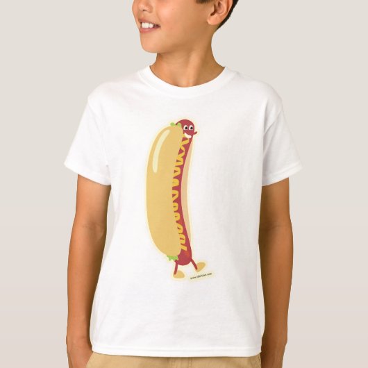 Happy Hot Dog Cartoon Pal Cute Art Design T-shirt (Voorkant)