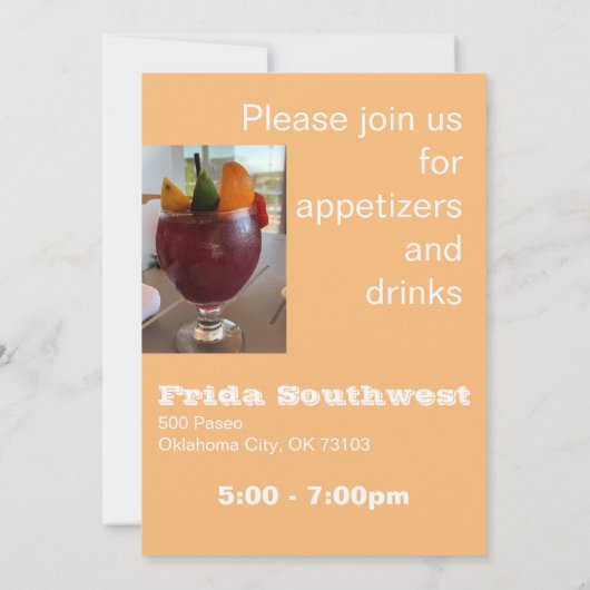 Happy Hour Appetizers en Drink Party Invitation Kaart (Achterkant)