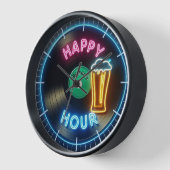 Happy Hour Bar Clock Neon Beer Custom Name Mancave (Hoek)