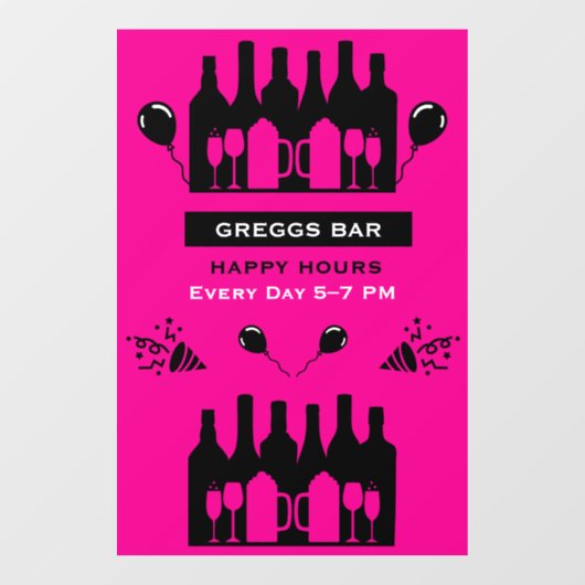 Happy Hour Bar En Pub Raamsticker (Vel)