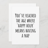 "Happy Hour" betekent dutje tijd - grappig pensioe Bedankkaart (Voorkant / Achterkant)