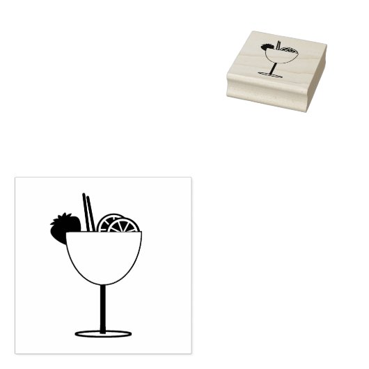 Happy Hour Cocktail met Fruit Art Stamp Rubberstempel (Gestempeld)