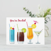 Happy Hour Cocktails Je bent uitgenodigd Kaart (Staand voorkant)