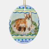 "Happy Hour" Corgi Ornament (Rechts)