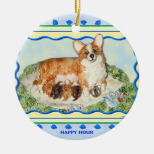 "Happy Hour" Corgi Ornament