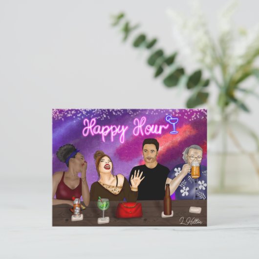 Happy Hour | Digitale kunst Briefkaart (Staand voorkant)