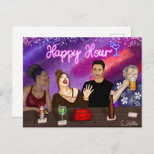 Happy Hour | Digitale kunst Briefkaart (Voorkant / Achterkant)