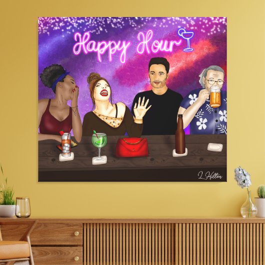Happy Hour | Digitale kunst Canvas Afdruk (Insitu (Woonkamer))