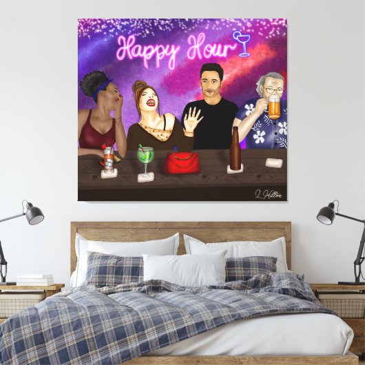 Happy Hour | Digitale kunst Canvas Afdruk (Insitu (Slaapkamer))
