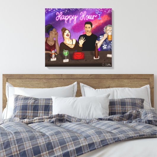 Happy Hour | Digitale kunst Canvas Afdruk (Insitu (Slaapkamer))