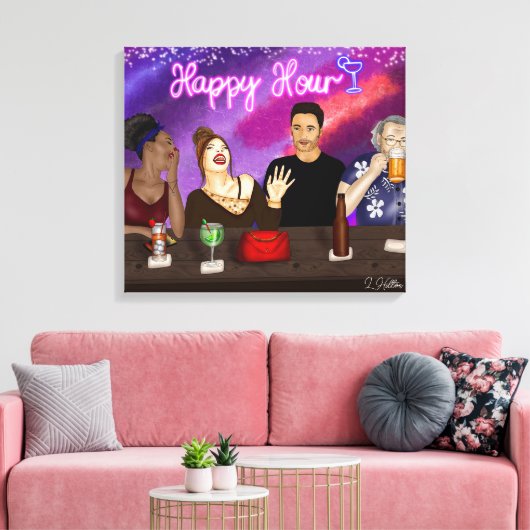 Happy Hour | Digitale kunst Canvas Afdruk (Insitu (Woonkamer))