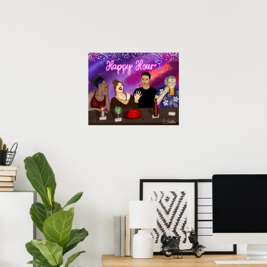 Happy Hour | Digitale kunst Poster (Thuiskantoor)