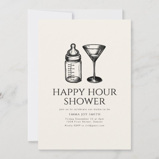 Happy Hour Douche Baby shower Uitnodiging (Voorkant)
