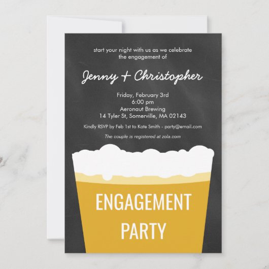 Happy Hour Douche Bier Engagement Party Uitnodigen Kaart (Voorkant)