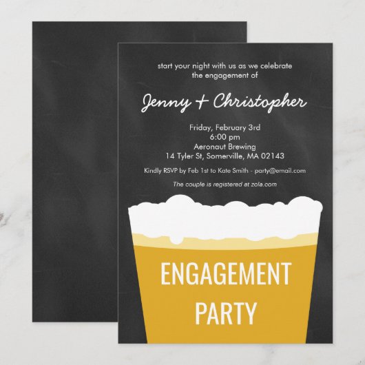 Happy Hour Douche Bier Engagement Party Uitnodigen Kaart (Voorkant / Achterkant)