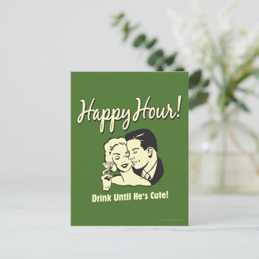 Happy Hour: Drink tot hij klaar is Briefkaart (Staand voorkant)