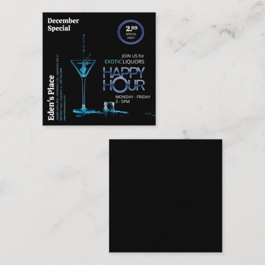 Happy Hour Flyer visitekaartje (Voorkant / Achterkant)