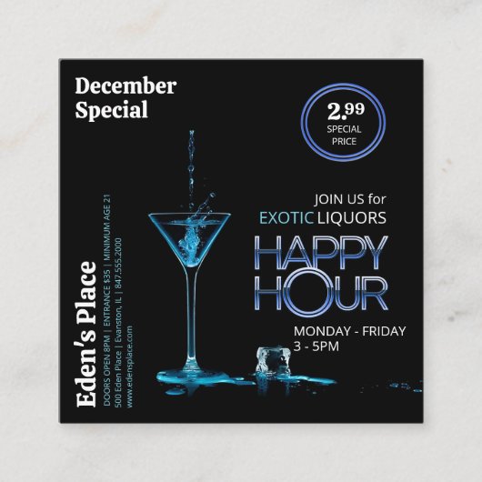 Happy Hour Flyer visitekaartje (Voorkant)