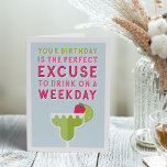 Happy Hour | Funny Birthday Kaart<br><div class="desc">Perfect voor je gelukkige uurtje vriend, op deze grappige verjaardagskaart staat: "Jouw verjaardag is het perfecte excuus om op een weekdag te drinken" in kleurrijk schrijven met een fruitige groene margarita cocktail illustratie. Pas je aan met je eigen voorgedrukte binnenbericht of laat de voorbeeldtekst achter (getoond met "kauwen naar je...</div>