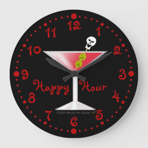 Happy Hour Funny Bloody Martini Clock w/ Notulen Grote Klok