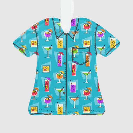 Happy Hour Hawaiian Tropische Drink Aloha Shirt Ornament (voorkant)